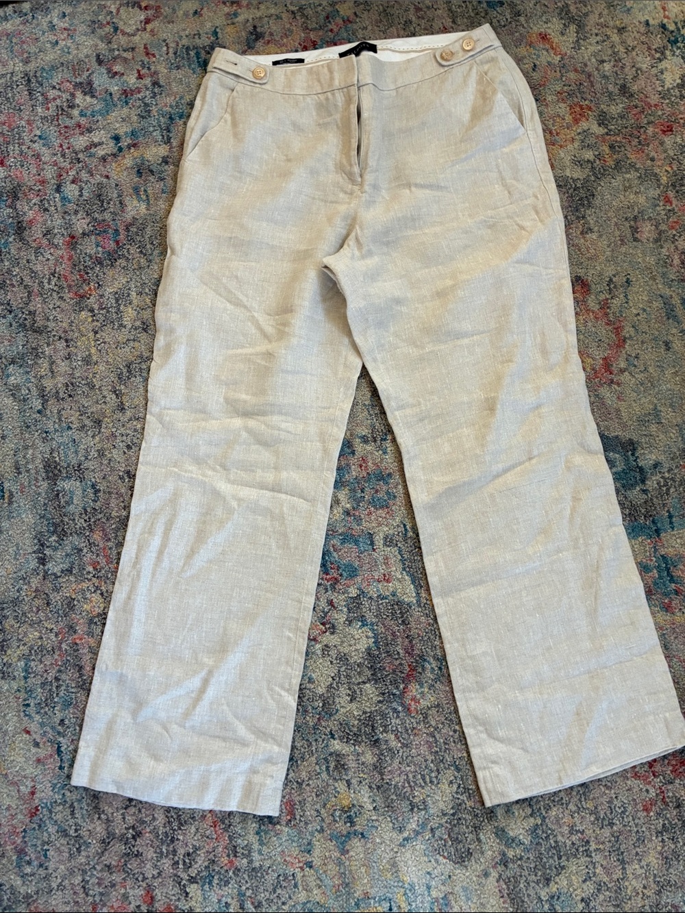 Talbots Light Beige Linen-Blend Chinos